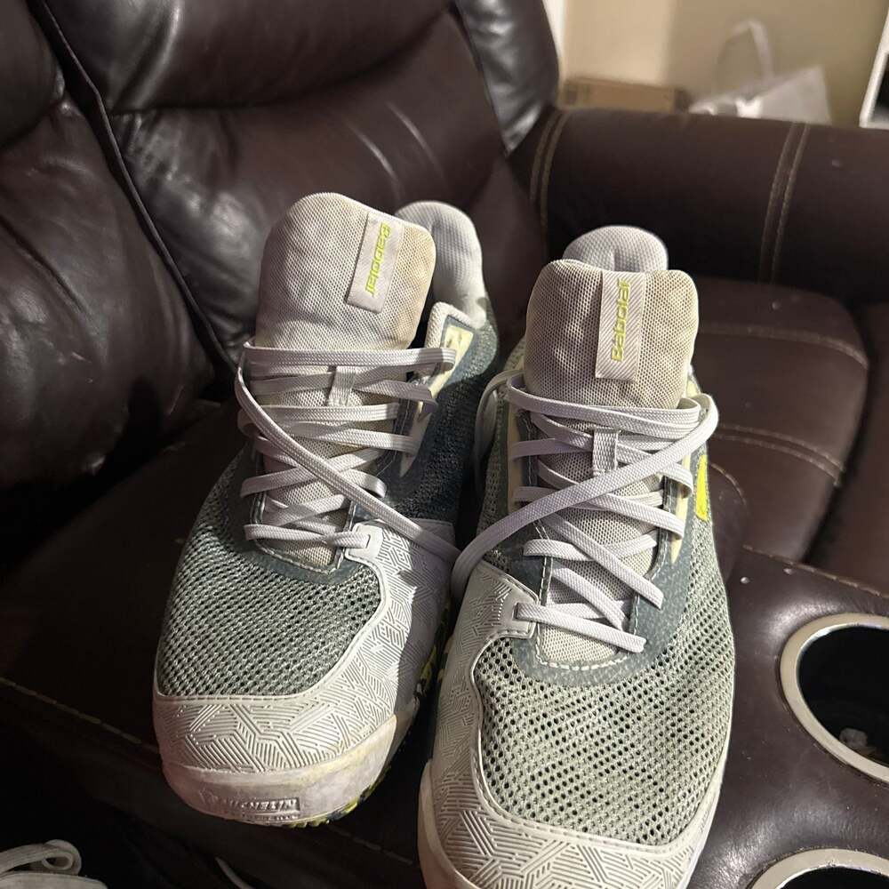 Babolat Jet Mach II Mens Tennis Shoes - Grey/Lime Green, Size 12.5